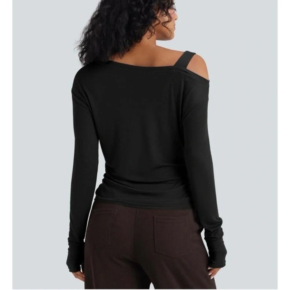 NWT Halara One-Shoulder Long Sleeve Asymmetrical Casual Shirt Small - Picture 2 of 12